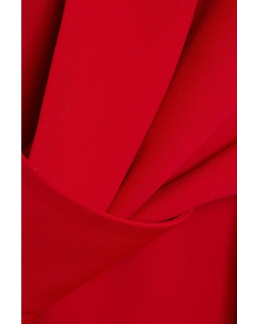 Badgley Mischka Red Cape-Effect Crepe Midi Dress