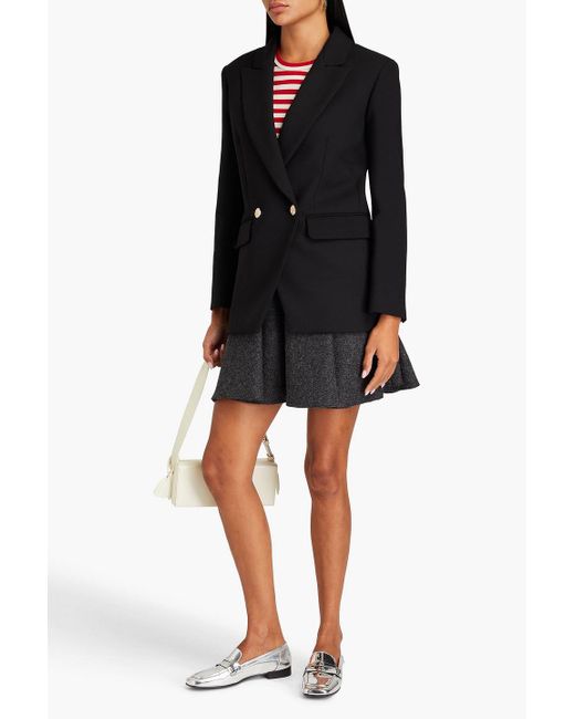 Maje Black Double-breasted Twill Blazer