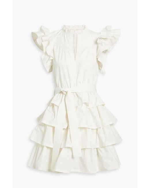 Ulla Johnson White Lulua Ruffled Cotton-poplin Mini Dress