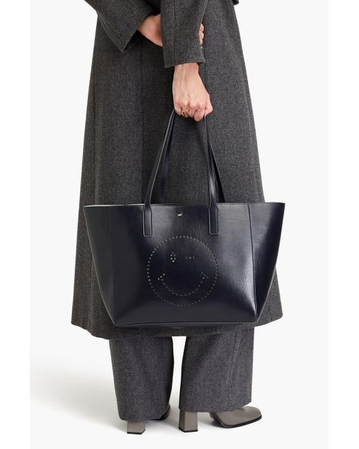 Anya Hindmarch Blue Ebury Perforated Leather Tote