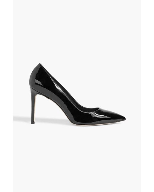 Stuart Weitzman Black Leigh 95 Patent-Leather Pumps