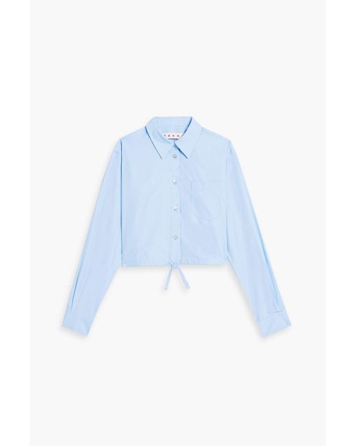 Marni Blue Cropped Cotton-poplin Shirt