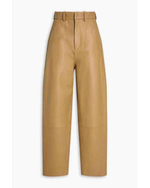 Petar Petrov Natural Rowdy Leather Wide-Leg Pants