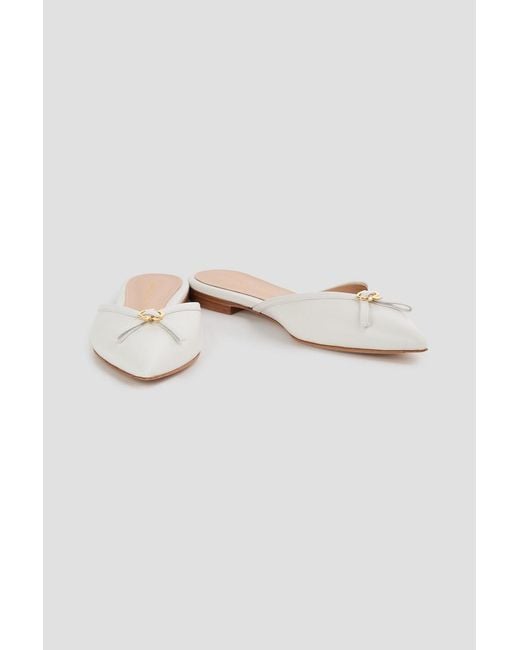 Gianvito Rossi White Ribbon Leather Mules