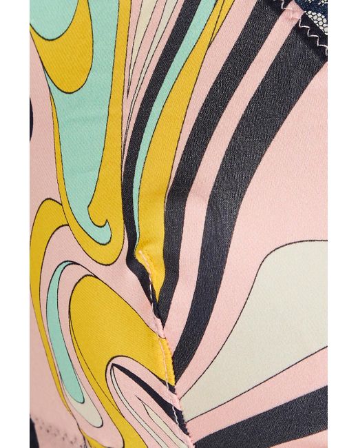 Emilio Pucci Natural Printed Silk-blend Satin Triangle Bra