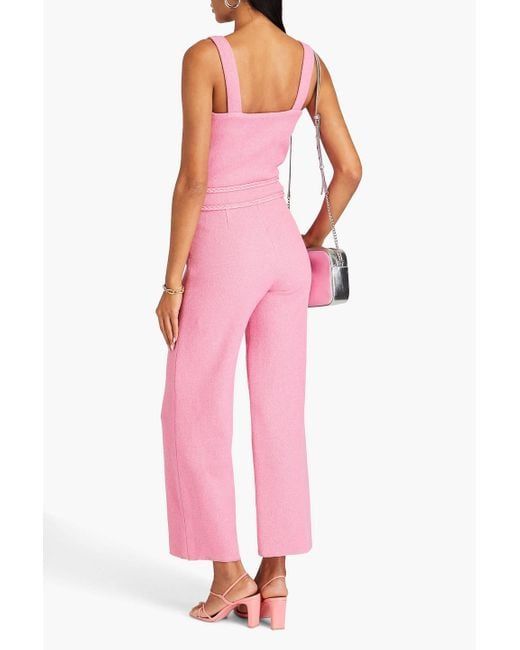 Maje Pink Bouclé-tweed Jumpsuit
