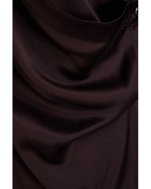 Helmut Lang Purple Silk-Satin Mini Wrap Dress