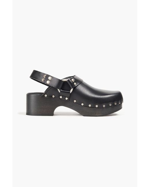 Re/done Black 70s Studded Leather Slingback Clogs
