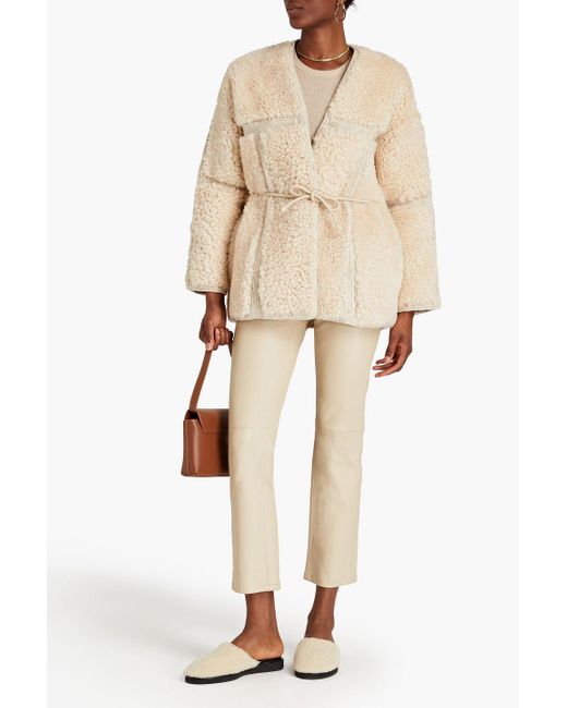 Zimmermann Natural Belted Shearling Jacket