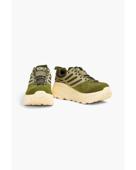Hoka One One Green Evo Og Canvas And Suede Sneakers