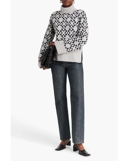 Jonathan Simkhai White Jacquard-Knit Wool And Cashmere-Blend Turtleneck Sweater