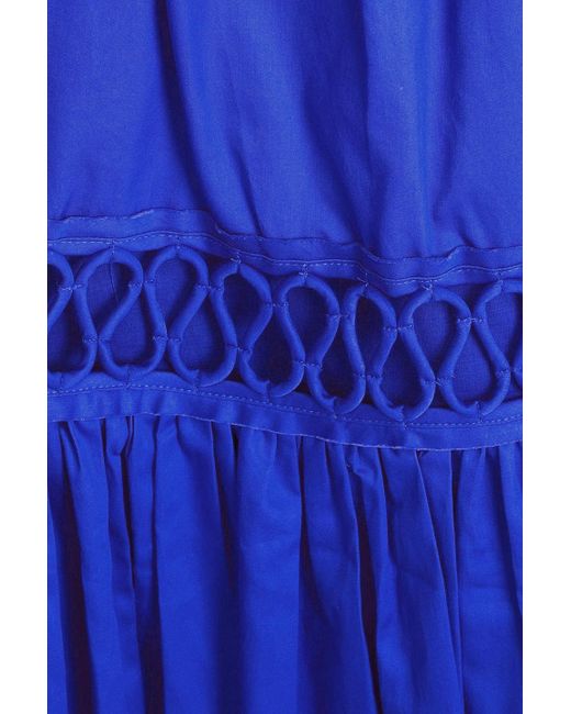 Aje. Blue Inspiration Lattice-trimmed Cotton-poplin Mini Dress