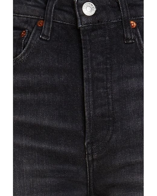 Re/done Black 70s Cropped Faded High-rise Straight-leg Jeans