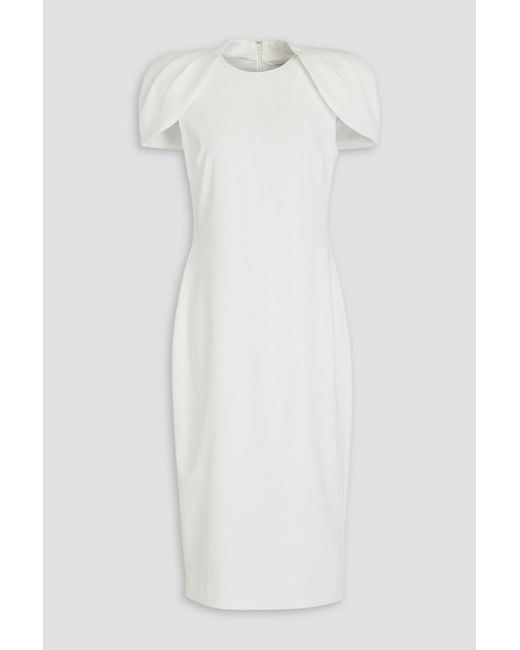 Badgley Mischka White Cape-effect Stretch-crepe Midi Dress