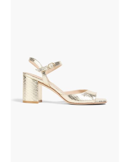 Stuart Weitzman Natural Tia 75 Snake-effect Leather Sandals