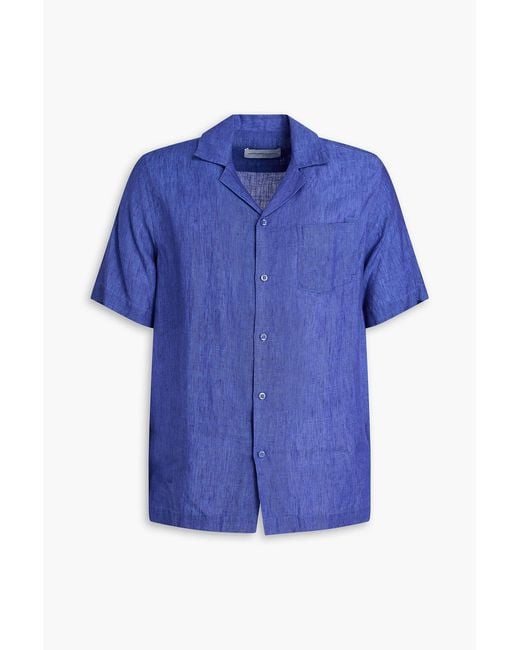 Frescobol Carioca Blue Angelo Linen Shirt for men
