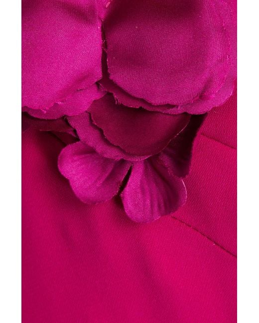 Marchesa Pink Appliquéd Draped Crepe Gown