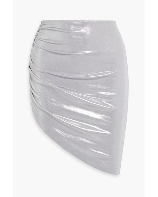 Norma Kamali White Ruched Stretch-jersey Mini Skirt