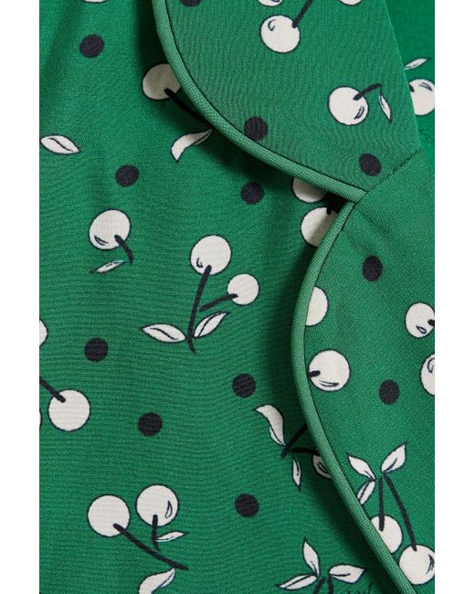 HVN Women's Green Maria Printed Silk Mini Shirt Dress HVN Women's Green Maria Printed Silk Mini Shirt Dress