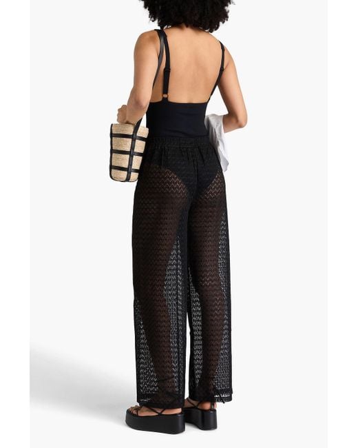 Melissa Odabash Black Sienna gehäkelte hose mit weitem bein
