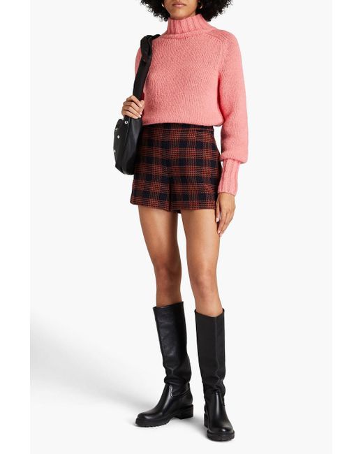 RED Valentino Red Checked Tweed Shorts