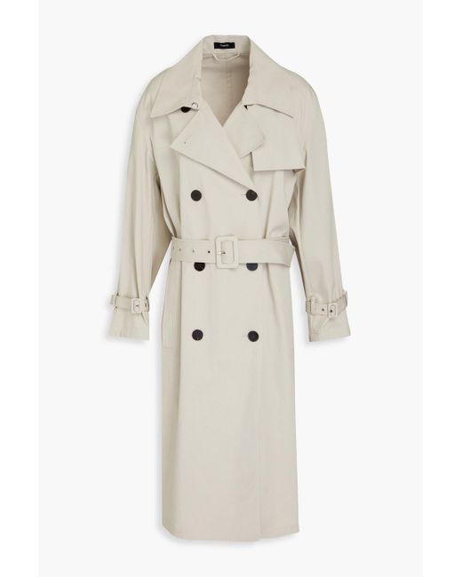 Theory Natural Double-breasted Cotton-blend Trench Coat