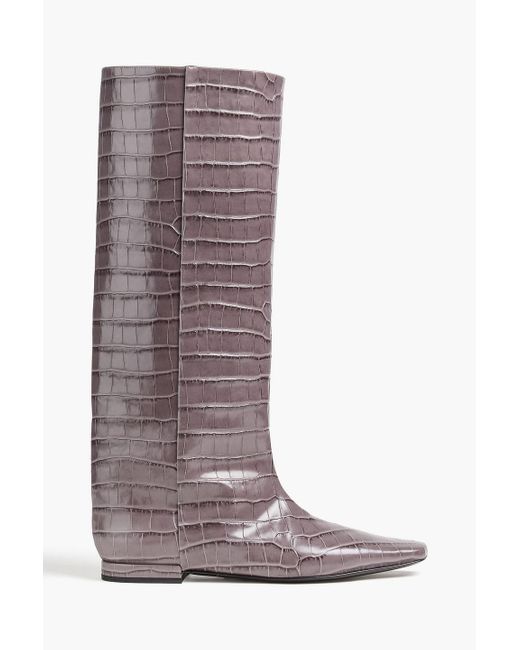 Loulou de Saison Brown Ellie Croc-Effect Leather Boots
