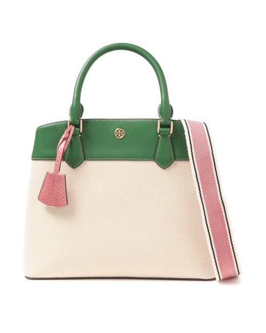 tory burch pink and green tote