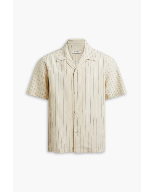 Sandro White Pinstriped Woven Shirt for men