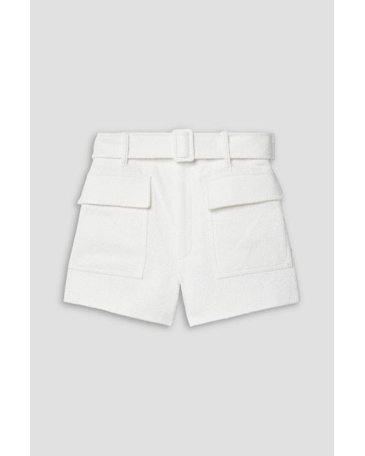 A.L.C. White Oakland Belted Cotton-blend Bouclé Shorts