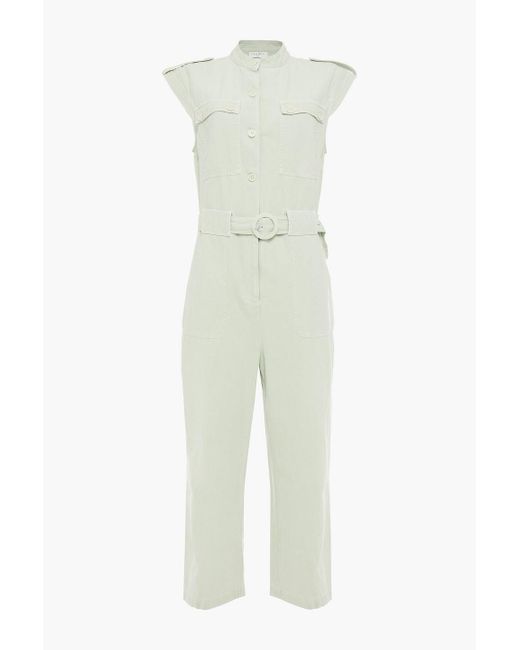 Sandro Romine Belted Cotton And Linen-blend Twill Jumpsuit in Green | Lyst  Canada