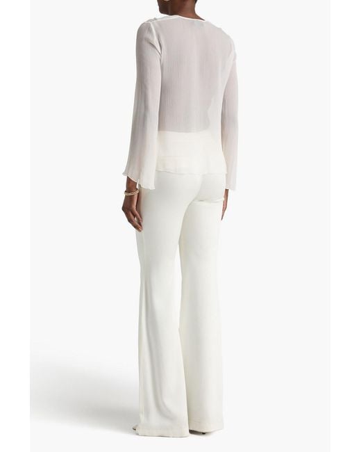 Nili Lotan White Gisella Ruffled Silk-crepon Blouse