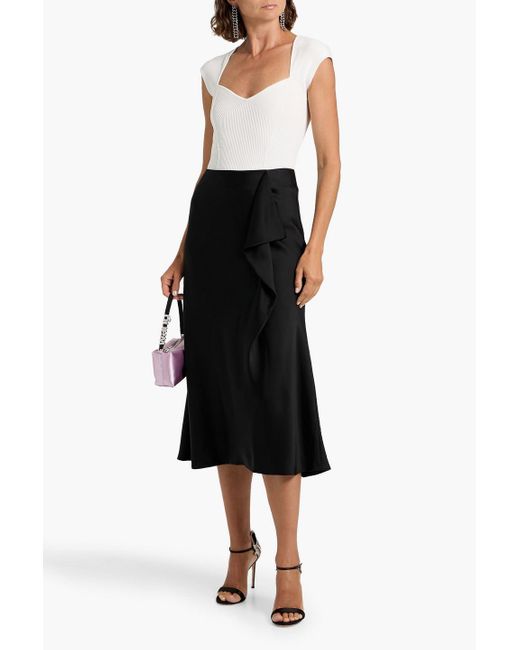 Jonathan Simkhai Black Blane Draped Satin-Crepe Midi Skirt