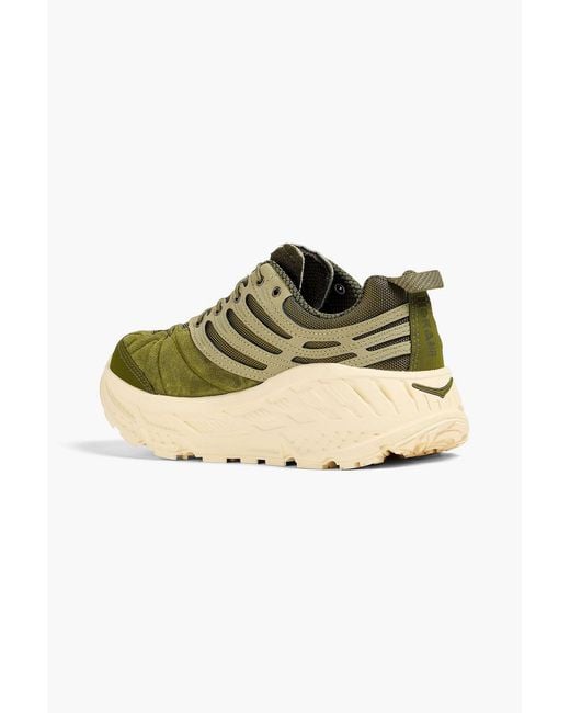 Hoka One One Green Evo Og Canvas And Suede Sneakers