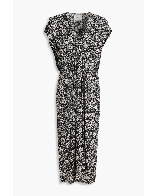 Isabel Marant Gray Epolia Draped Printed Crepe Midi Dress