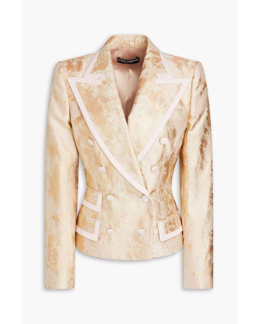 Dolce & Gabbana Natural Double-breasted Jacquard Blazer