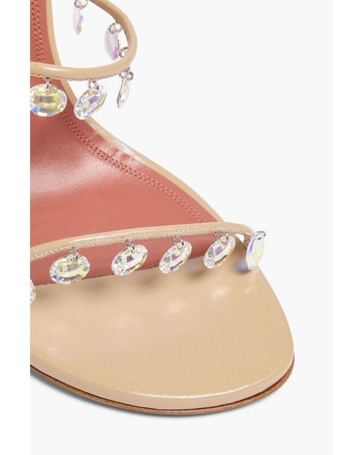 AMINA MUADDI Pink Tina 105 Crystal-Embellished Leather Sandals