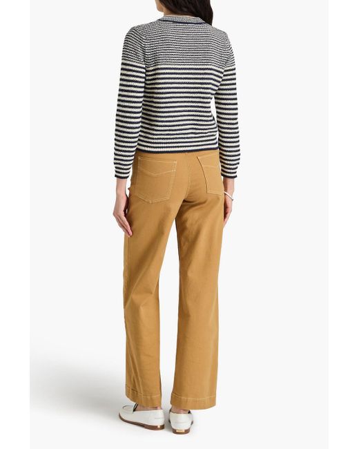 FRAME Blue Striped Cotton-blend Cardigan