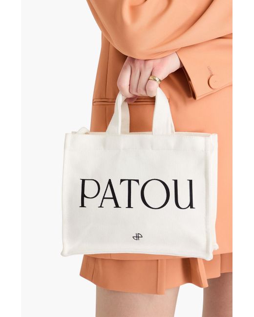 Patou Blue Logo-Print Canvas Tote