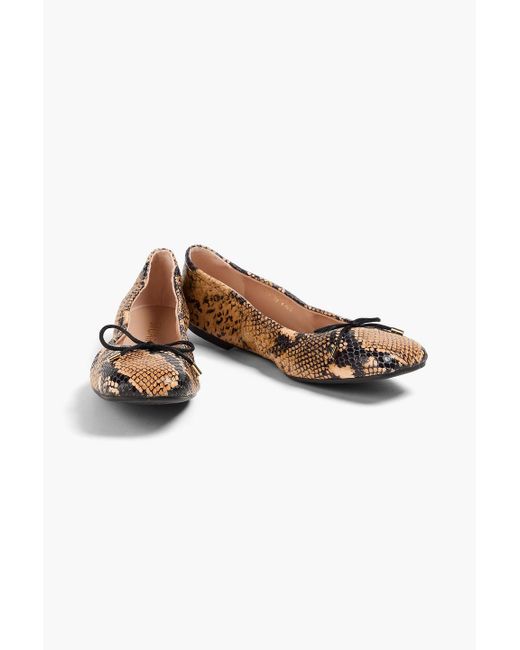 Stuart Weitzman White Bardo Snake-Effect Leather Ballets Flats