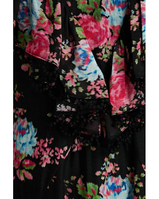 Erdem Geraffte robe aus einer baumwoll-seidenmischung mit floralem print in  Schwarz | Lyst DE