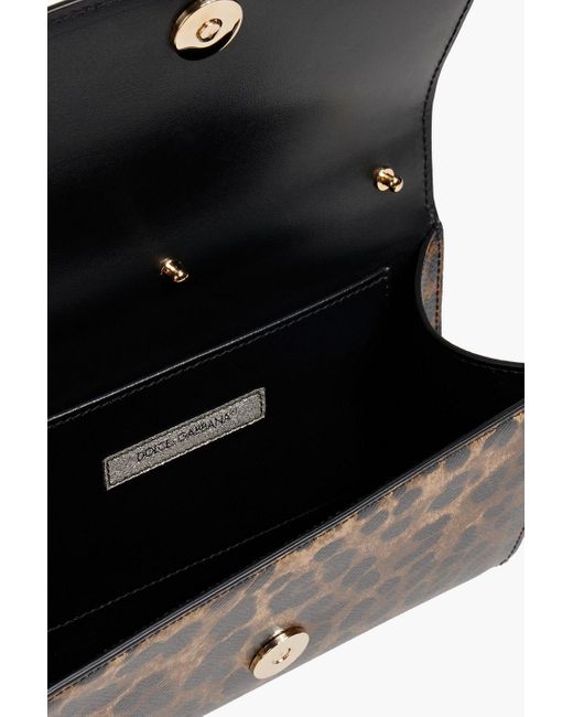 Dolce & Gabbana Brown Leopard-print Pebbled-leather Clutch