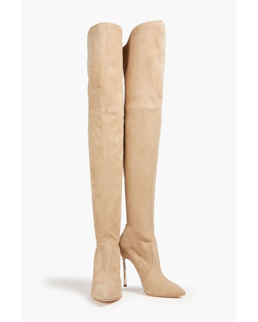 Casadei White Blade Stretch-suede Over-the-knee Boots