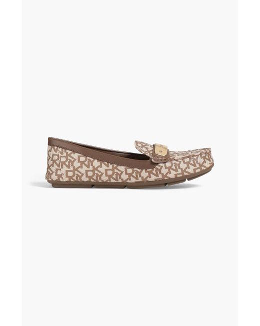 DKNY Natural Printed Coated-canvas Loafers