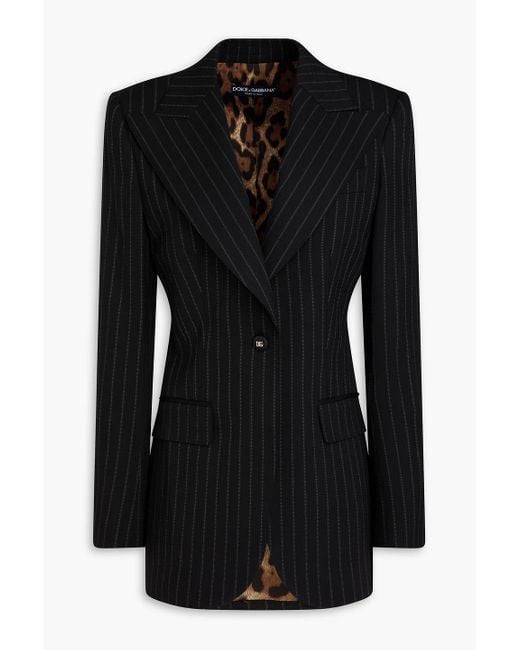 Dolce & Gabbana Black Pinstriped Wool-blend Blazer