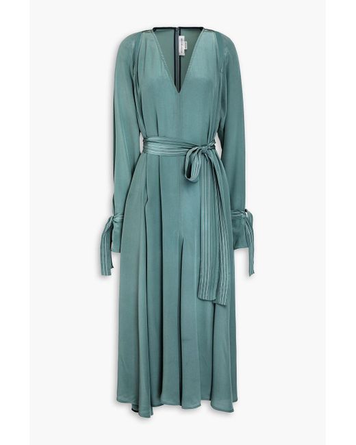 Victoria Beckham Green Cutout Silk Crepe De Chine Midi Dress