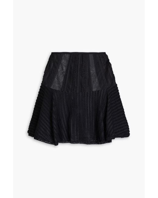 Charo Ruiz Black Hamaty Tulle-Trimmed Lace Mini Skirt