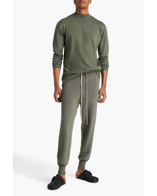 Rick Owens Green Wool-blend Track Pants for men