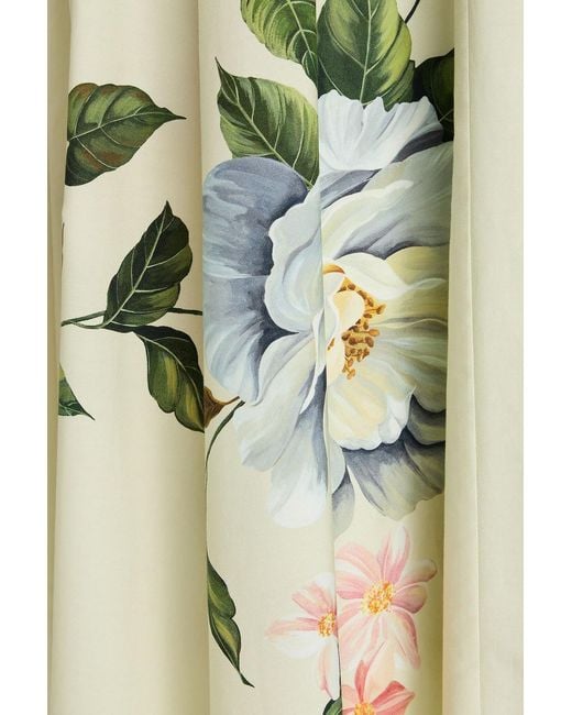 Dolce & Gabbana White Pleated Floral-print Cotton-poplin Dress