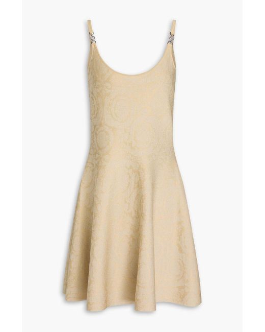 Versace Natural Kleid aus jacquard-strick mit metallic-effekt